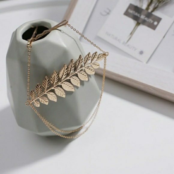 1 leftNwt golden leaf pattern dangling hair charm - Picture 5 of 5